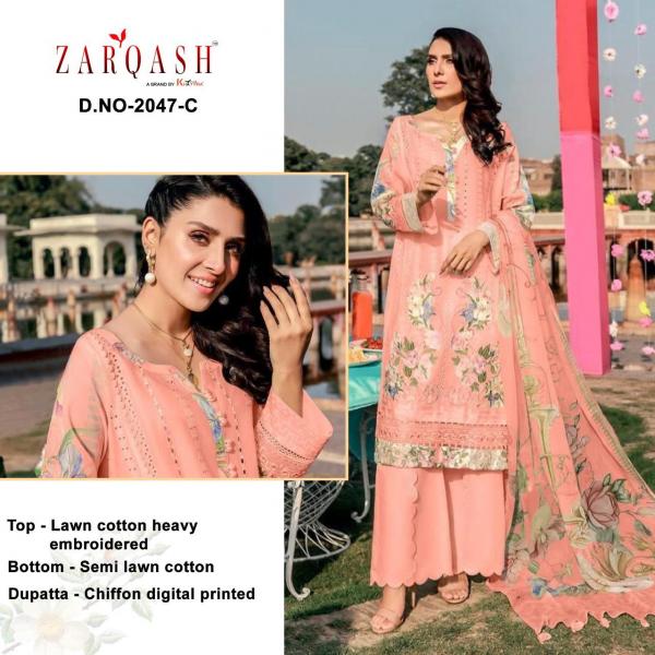 Zarqash Rouche 2 Designer Cotton Embroidery Pakistani Salwar 